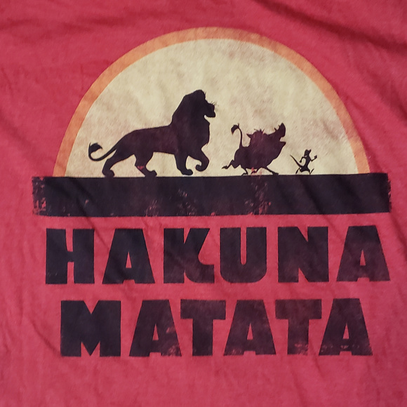 Disney Lion King Hakuna Matata Red T Shirt L - Picture 1 of 3